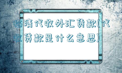 临清代收外汇货款(代收贷款是什么意思)